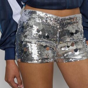 Danielle-guizio Women's Silver and Blue Shorts